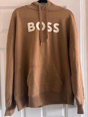 Boss Tan Pullover Hoodie with White Logo
